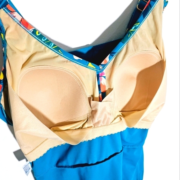 Lan's End Slender Floral Print V-Neck Rushed Side Women's Swimsuit Plus 20W - Picture 9 of 11